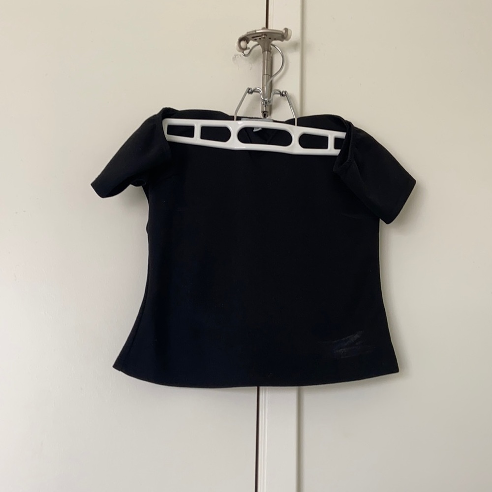 Black off the shoulder dressy crop top